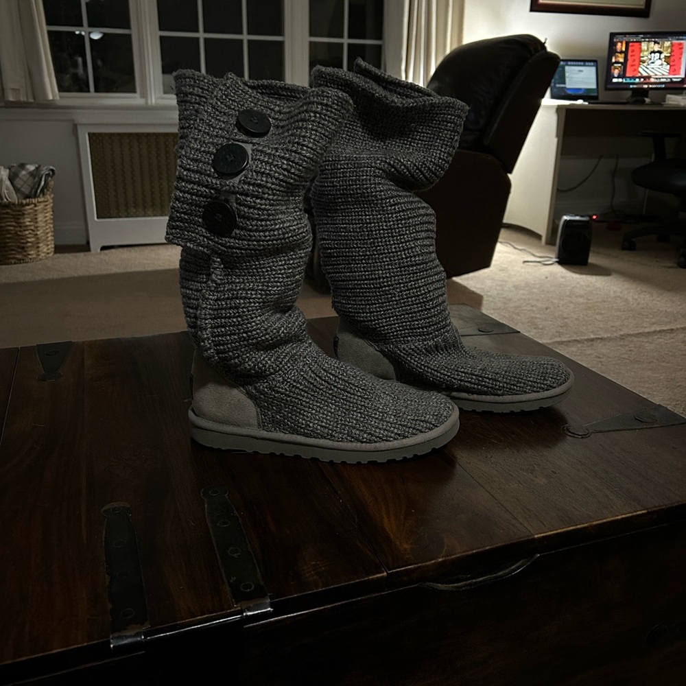 UGG Charcoal Knit Boots with Buttons